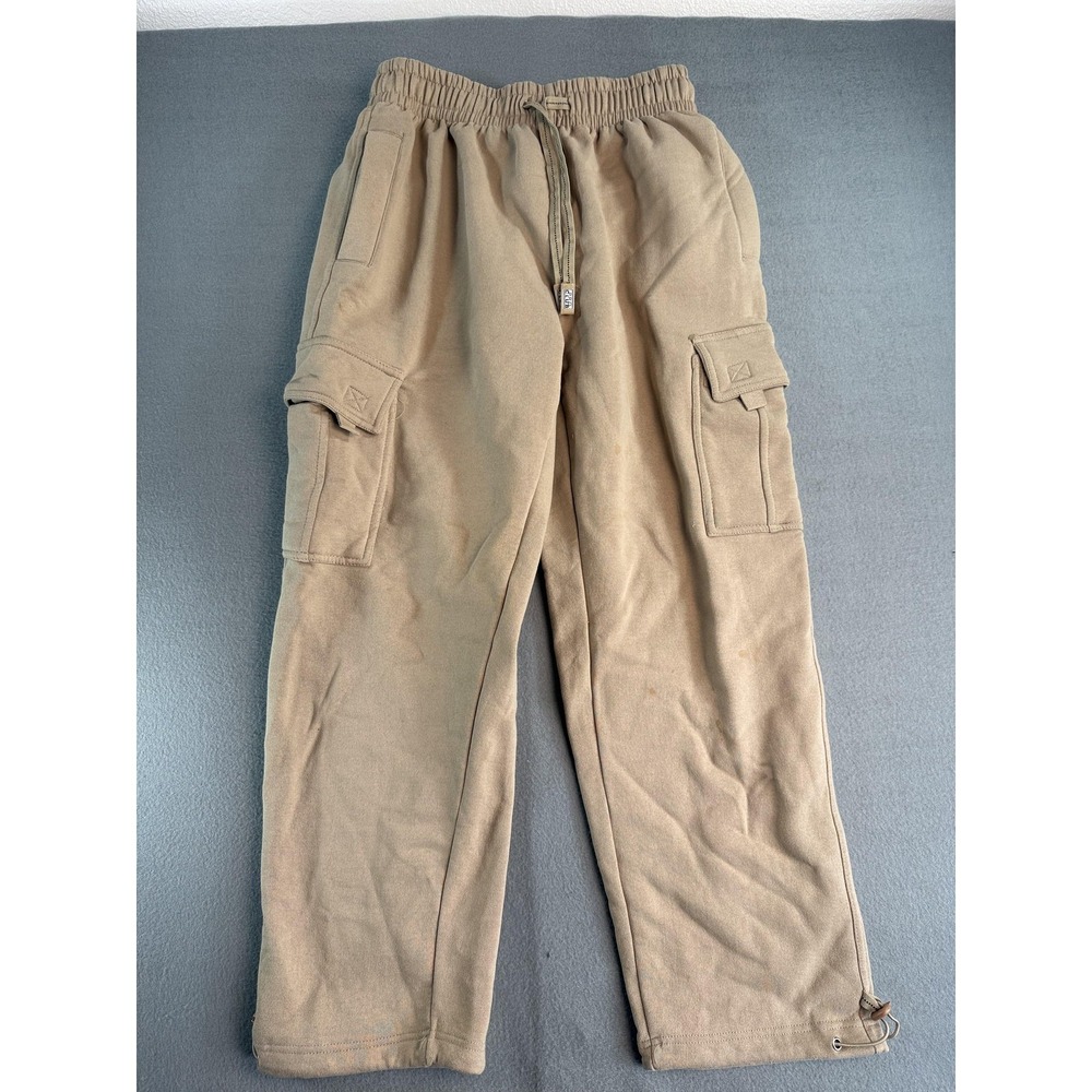 Pro Club Sweatpants Mens M Beige Heavyweight Fleece Cargo Elastic Drawstring
